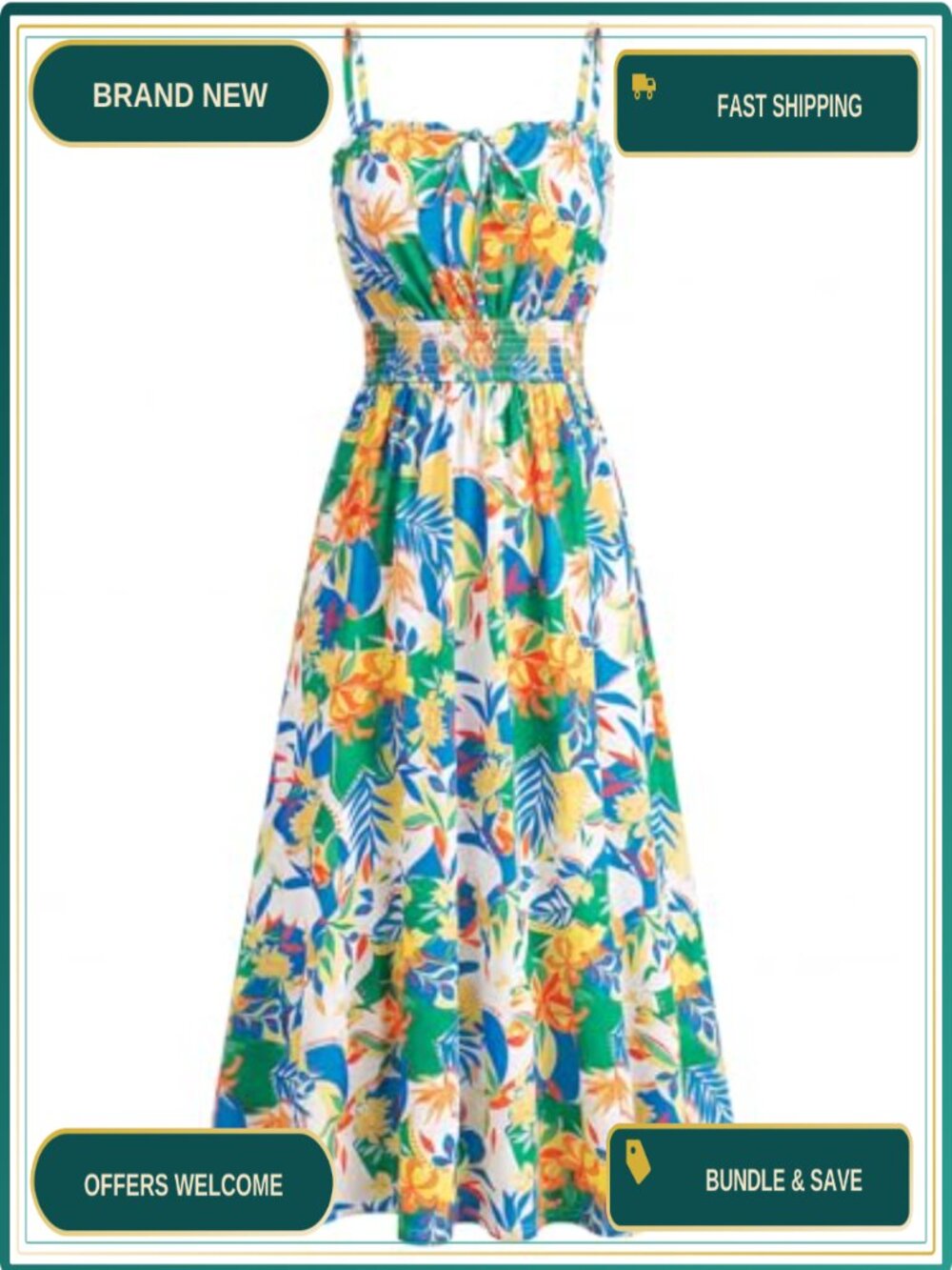 Women's Floral Midi Sundress with Pockets